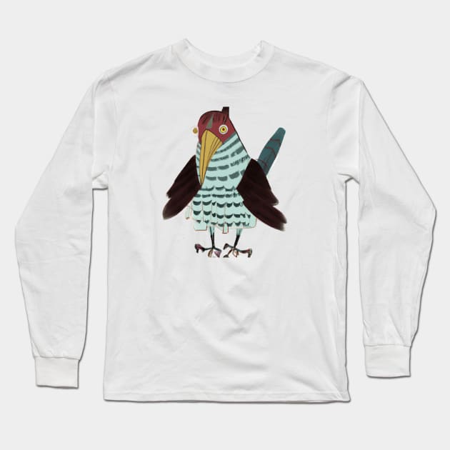 Cute Cuckoo Drawing Long Sleeve T-Shirt by Play Zoo